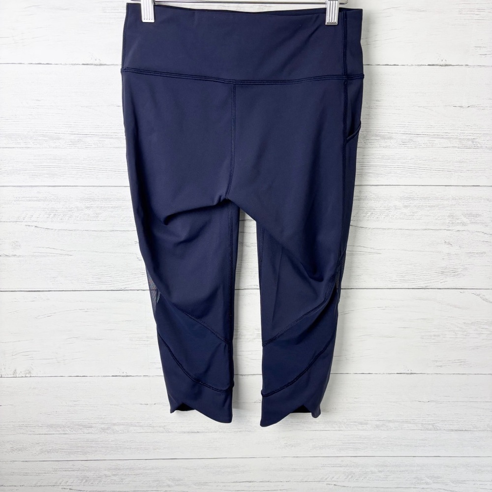 Lululemon Home Stretch Crop (19") Midnight Navy Running Leggings Mesh Pockets 6 - Picture 9 of 14